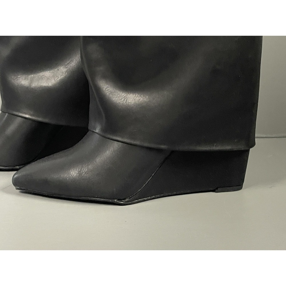 Madden Girl Boots Womens Size 5 Black EVANNDER Knee High Wedge Pointed Toe - Picture 5 of 11